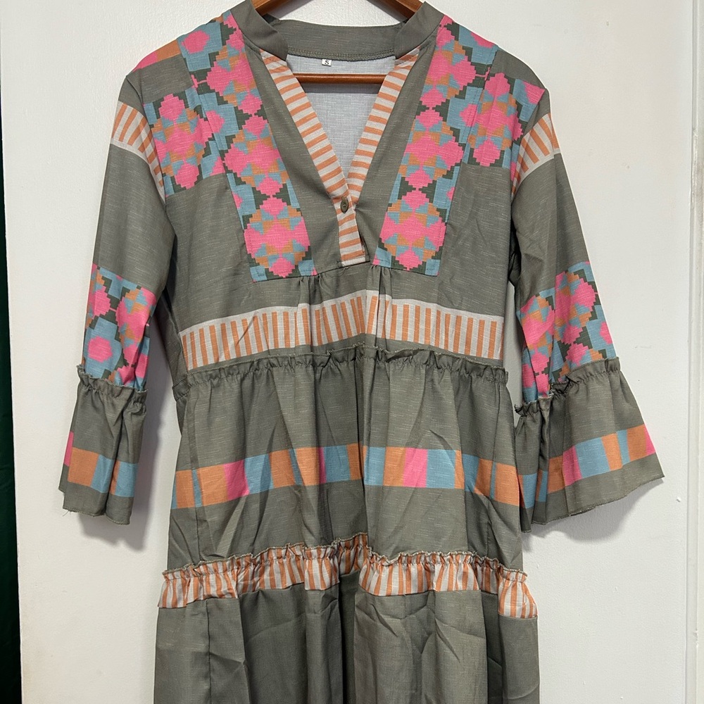 Colorful Patterned Kids Dress